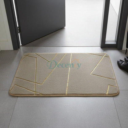 Luxurious Gold Stripe Anti-Slip Faux Rabbit Fur Mat