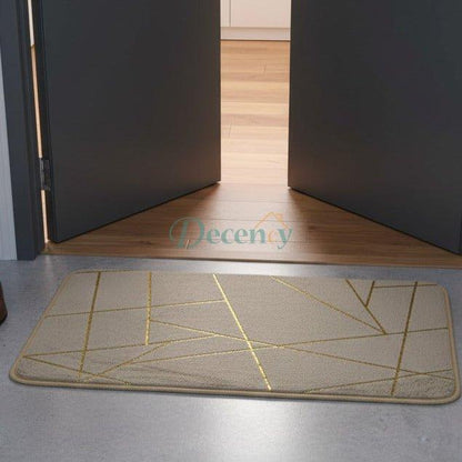 Luxurious Gold Stripe Anti-Slip Faux Rabbit Fur Mat