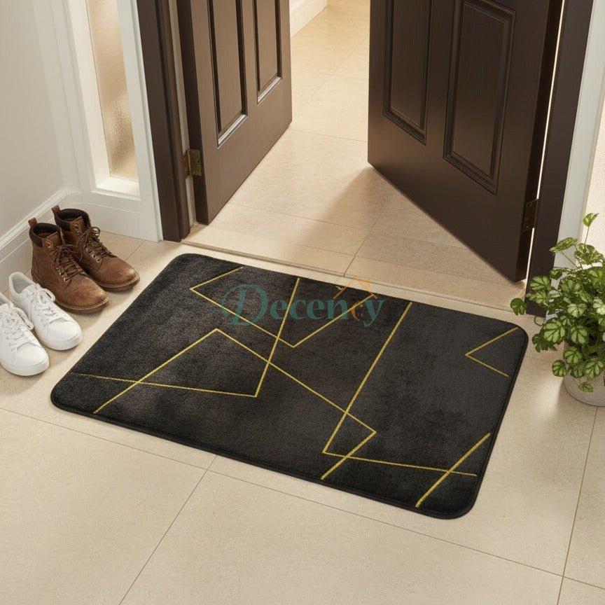 Luxurious Gold Stripe Anti-Slip Faux Rabbit Fur Mat