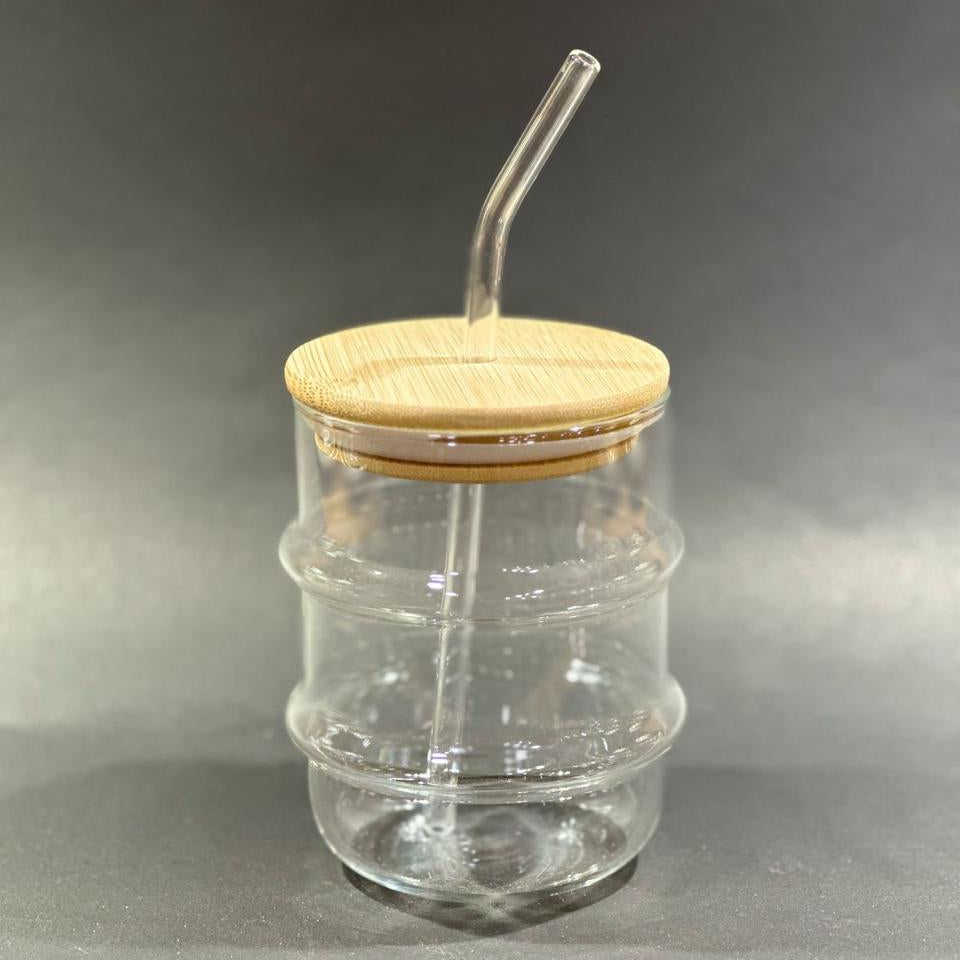 Elegant Glass Tumbler with Lid & Straw