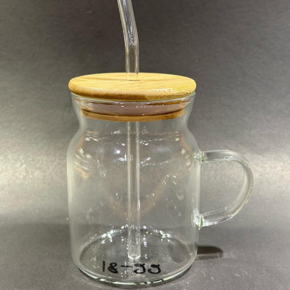 Elegant Glass Tumbler with Lid & Straw