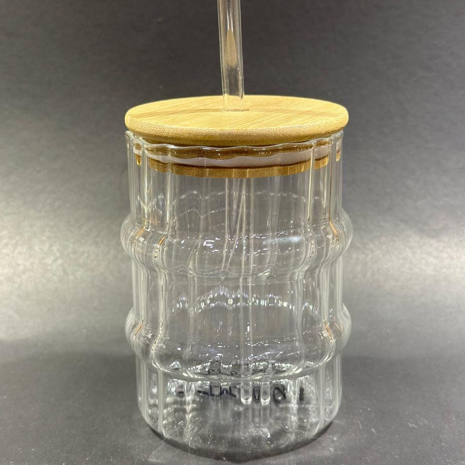 Elegant Glass Tumbler with Lid & Straw