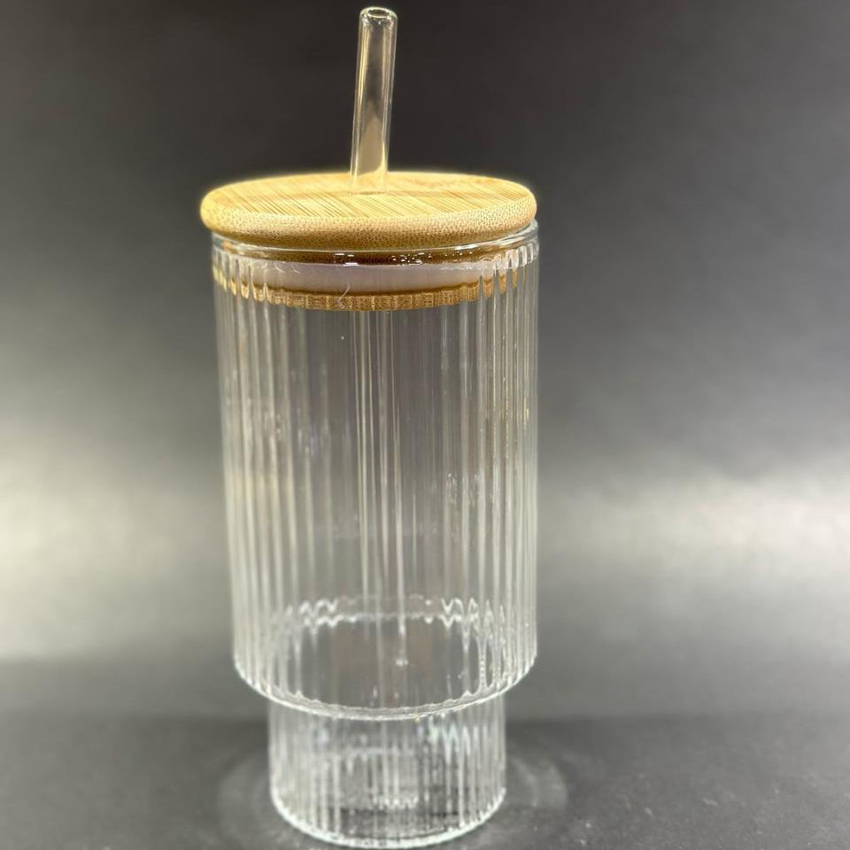 Elegant Glass Tumbler with Lid & Straw