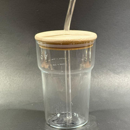 Elegant Glass Tumbler with Lid & Straw