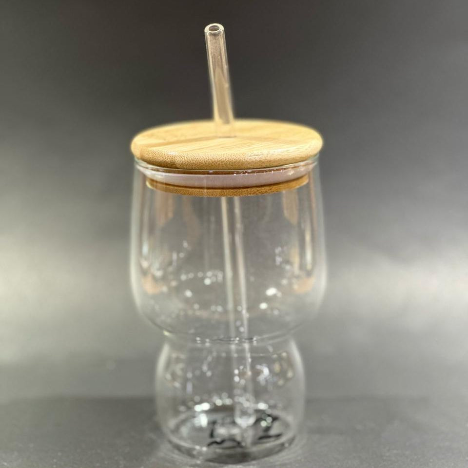 Elegant Glass Tumbler with Lid & Straw