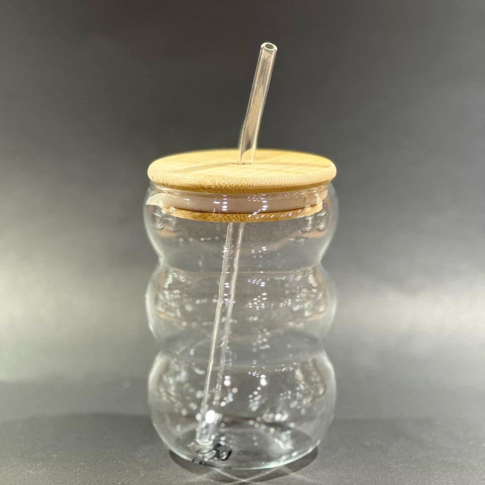 Elegant Glass Tumbler with Lid & Straw