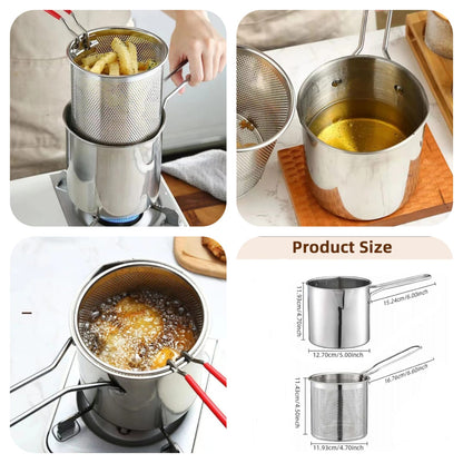 Ramadan Essential Stainless Steel Deep Frying Pot With Strainer
