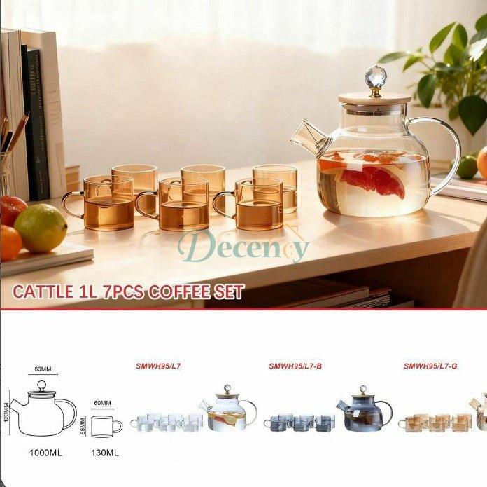 8 Pcs Turkey Glass Water Set with Wooden Tray