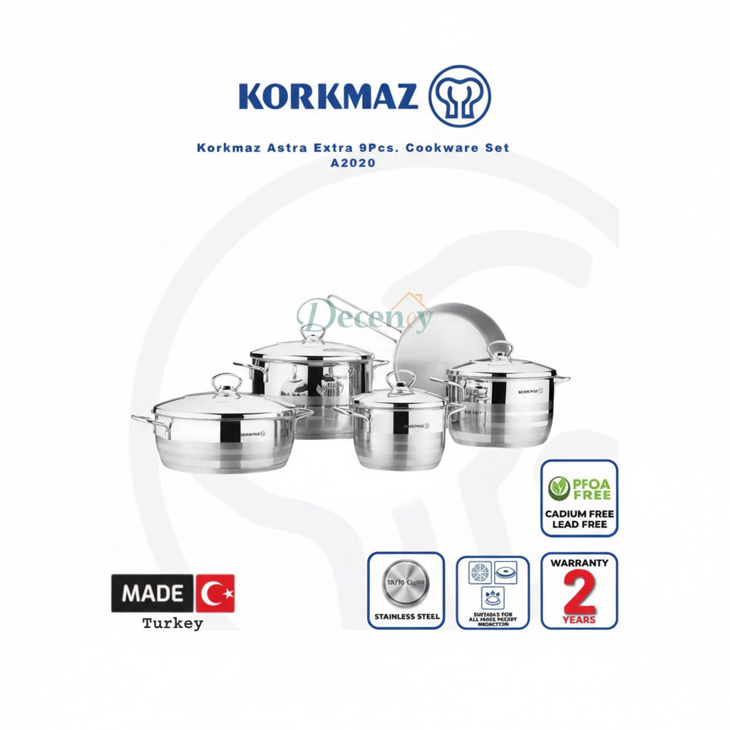 Korkmaz Astra 9pcs cookware set , Made in Turkey