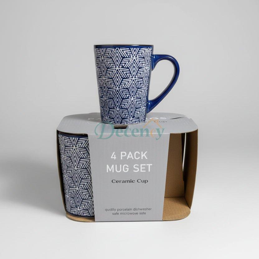 Self-Embroidered 4-Piece Ceramic Mug Set