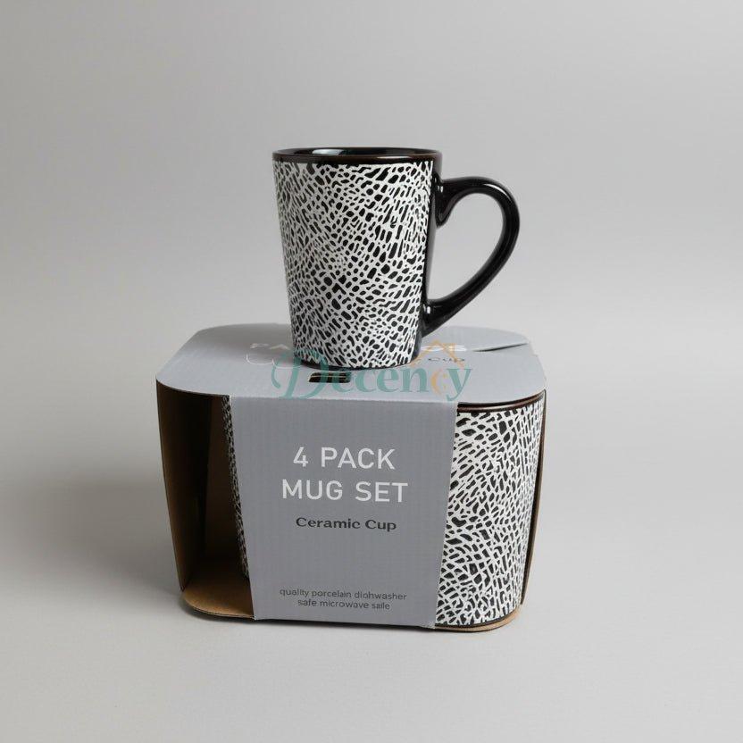 Self-Embroidered 4-Piece Ceramic Mug Set