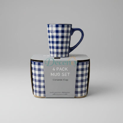 Self-Embroidered 4-Piece Ceramic Mug Set
