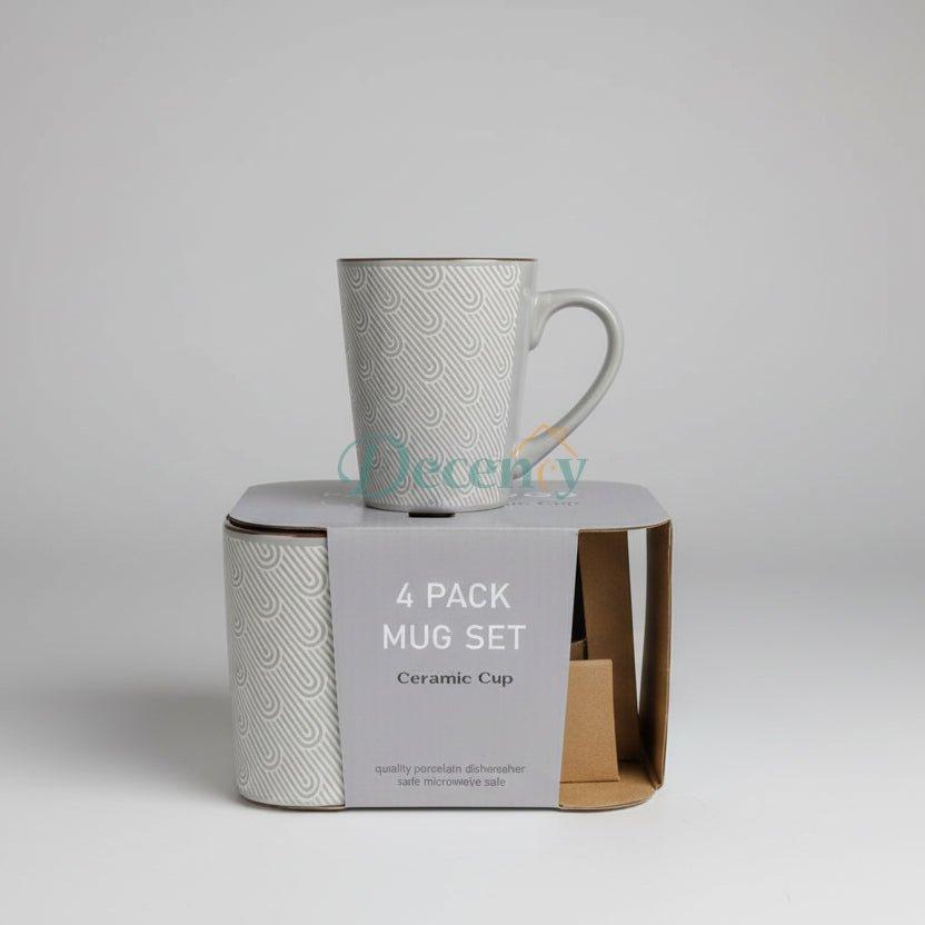 Self-Embroidered 4-Piece Ceramic Mug Set