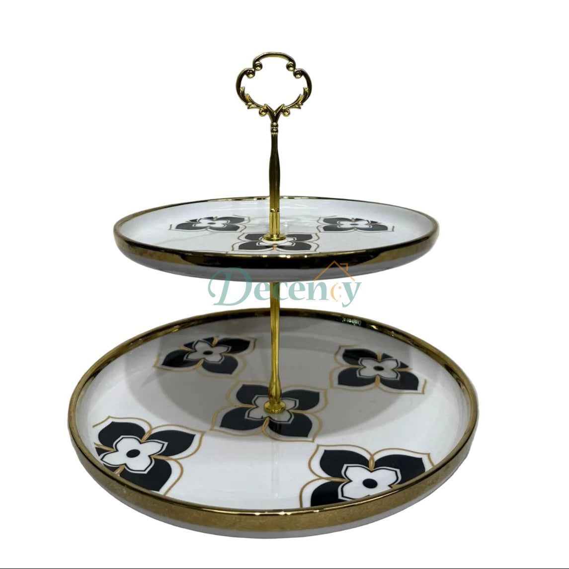 Golden Elegance 2-Tier Serving Tray Set
