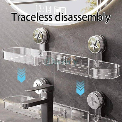 Clear Acrylic Suction Wall Shelf for Bathroom
