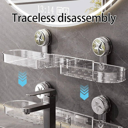 Clear Acrylic Suction Wall Shelf for Bathroom