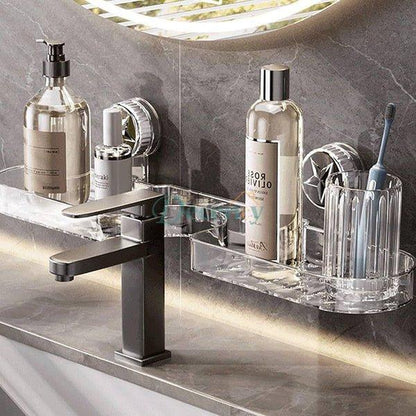 Clear Acrylic Suction Wall Shelf for Bathroom
