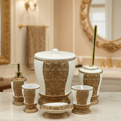 Victorian Style Golden Filigree Bathroom Set - 6 Pieces