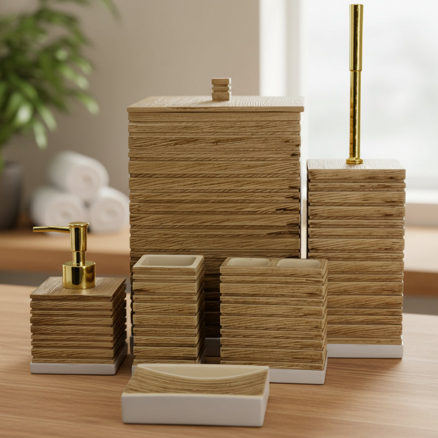Luxury 6-Piece Wooden Texture Bathroom Sets