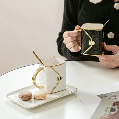 Light Luxury Bag Shape Ceramic Coffee Cup