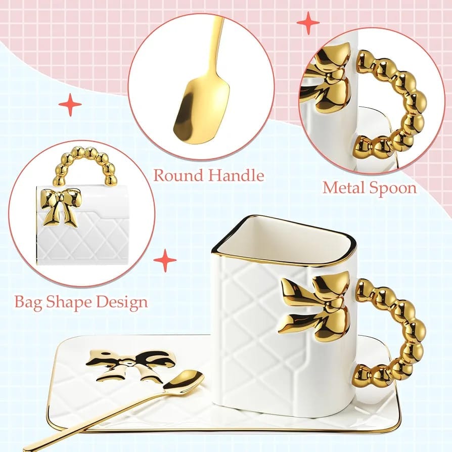 Light Luxury Bag Shape Ceramic Coffee Cup