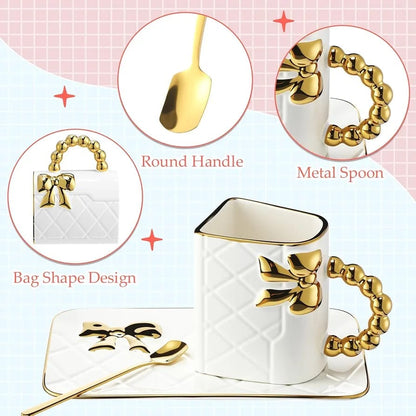 Light Luxury Bag Shape Ceramic Coffee Cup