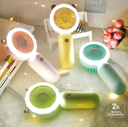 Mini Handheld Fan With LED