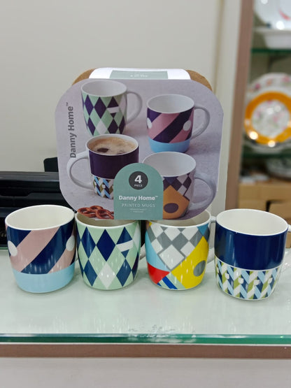 "Danny Home™ Printed Mugs, 4 Pcs