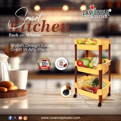 3 - Tiered Plastic Kitchen Home Storage Rack