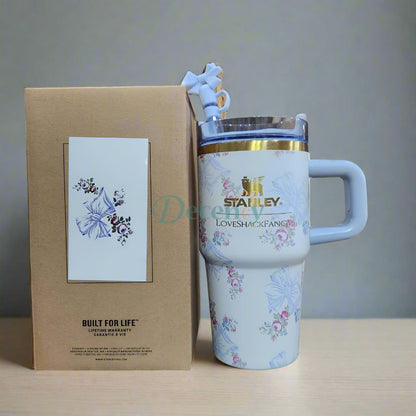 The Stanley X LoveShackFancy Holiday Quencher | 20  OZ - Rosa Beaux Blue