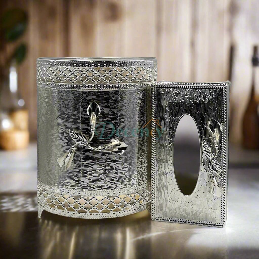 Luxury Gold  Tissue Box & Trash Bin Set ( 1 )