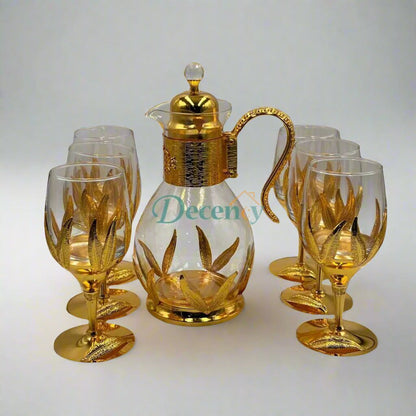 7 Pcs Luxury Golden Leaf Glassware Set ( 3 )