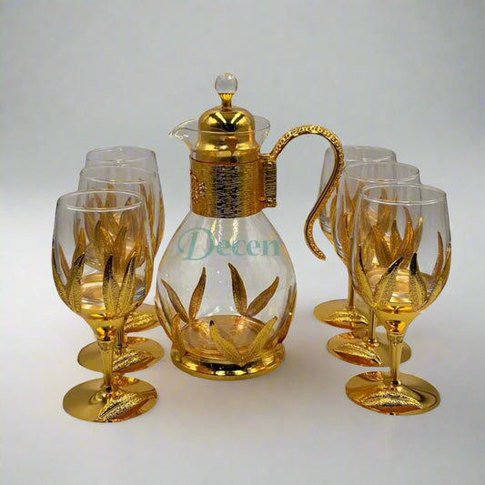 7 Pcs Luxury Golden Leaf Glassware Set ( 3 )