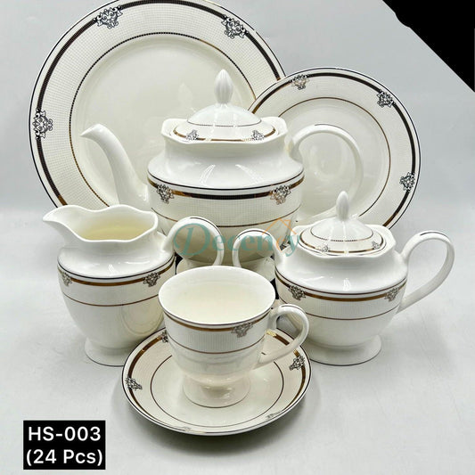 24 PCS Tea Set with Elegant -Cups, Saucers & Serving Accessories ( 8 )