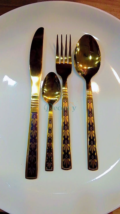 24-Piece Golden Spoon Set – Elegant Stainless Steel Flatware