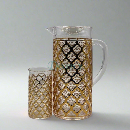 Acrylic Water Set with Decorative Gold and White Pattern (1)