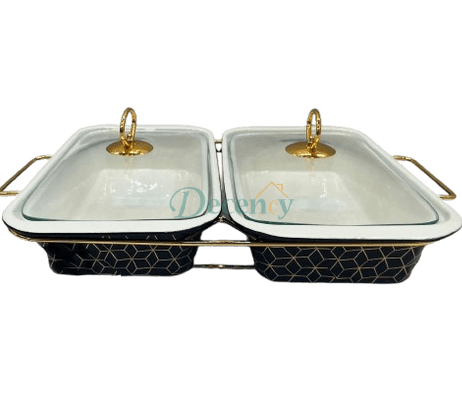 Luxury Twin Ceramic Chafing Dish Set  (Square)