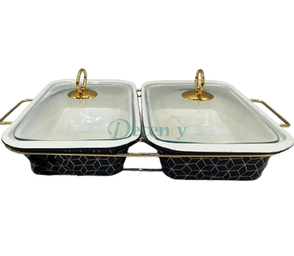 Luxury Twin Ceramic Chafing Dish Set  (Square)
