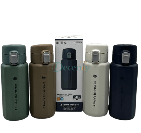 LEEYOO Octa One-Touch Stainless Steel Water Bottle – 340ml