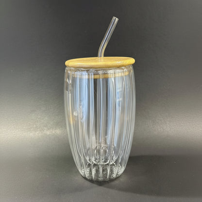 Elegant Glass Tumbler with Lid & Straw