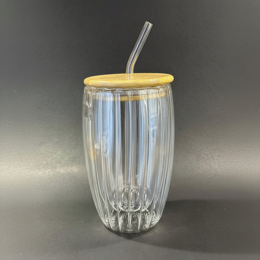 Elegant Glass Tumbler with Lid & Straw