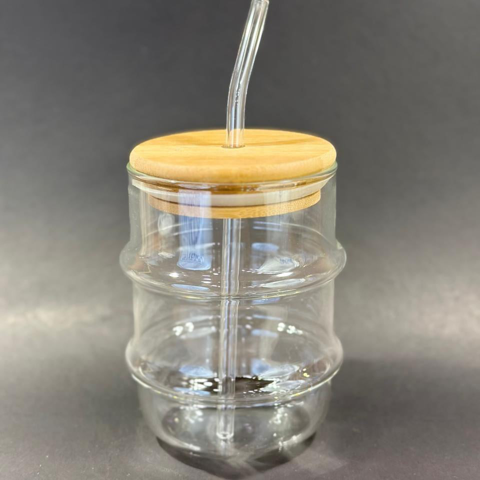 Elegant Glass Tumbler with Lid & Straw