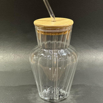 Elegant Glass Tumbler with Lid & Straw