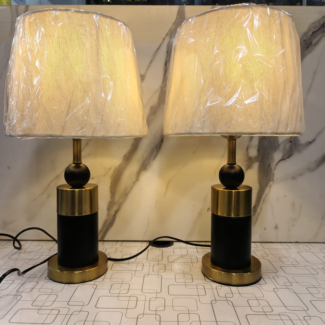 Metal Brass Imported Lamp Pair