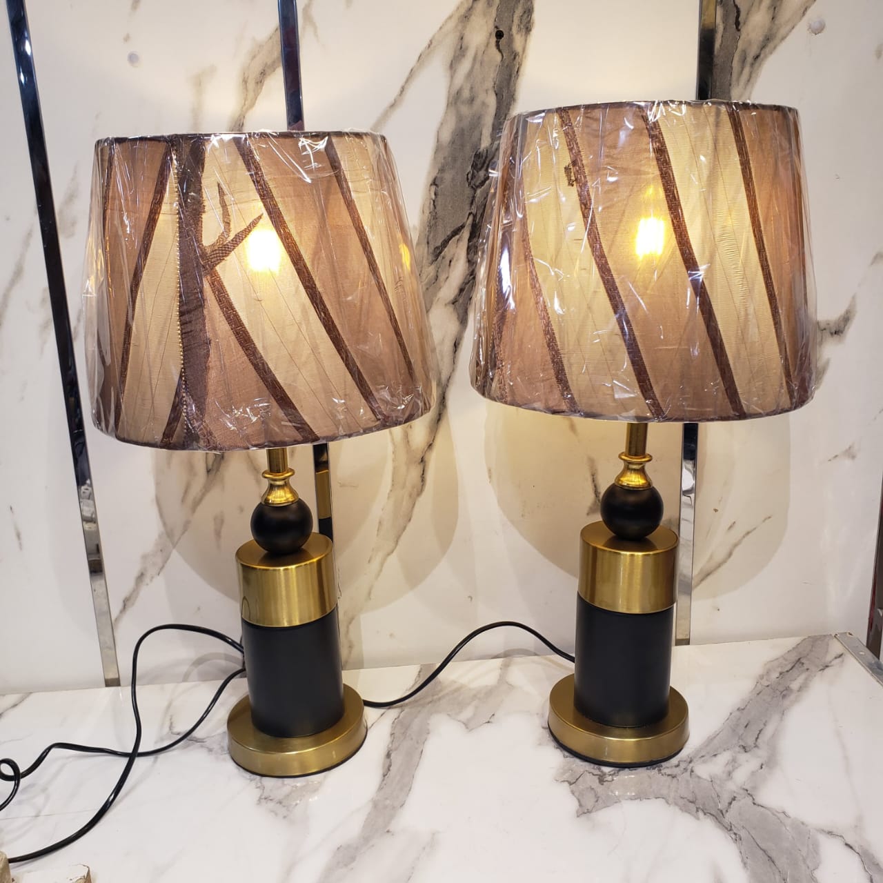 Metal Brass Imported Lamp Pair
