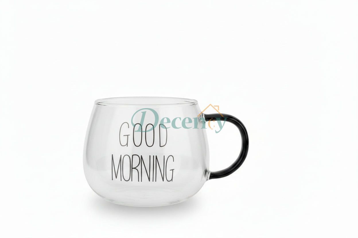 Clear Coffee Cup Cereal Glass Cup Good Morning Mug