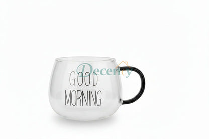 Clear Coffee Cup Cereal Glass Cup Good Morning Mug