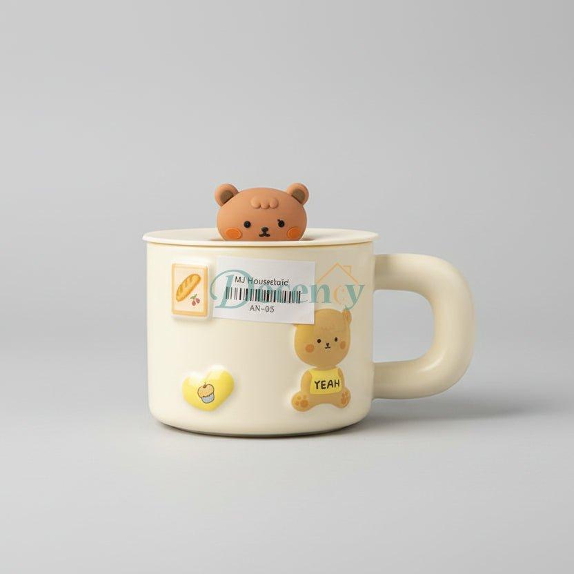 Ceramic Cute Bear Mug with Silicone Lid