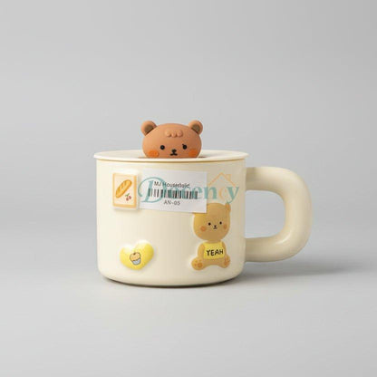 Ceramic Cute Bear Mug with Silicone Lid