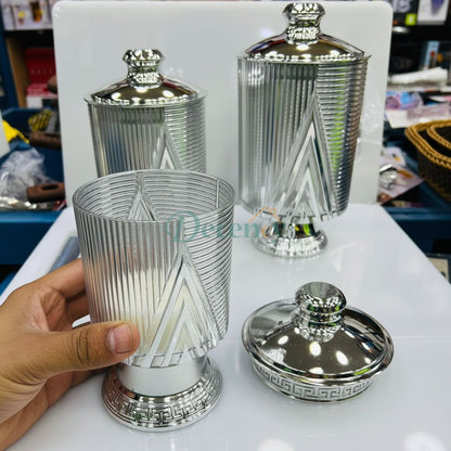 ich Gold Decorative Footed Candy Buffet Display Elegant Storage Jar Wedding Organizer Canisters Kitchen Airtight Containers Set